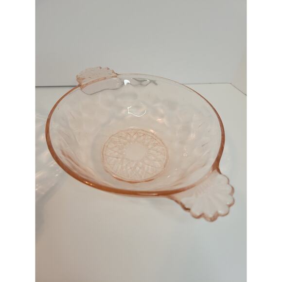 Vintage Pink Depression Glass Thumbprint Bowls Ice Cream Snack Collectible RARE - Picture 1 of 10